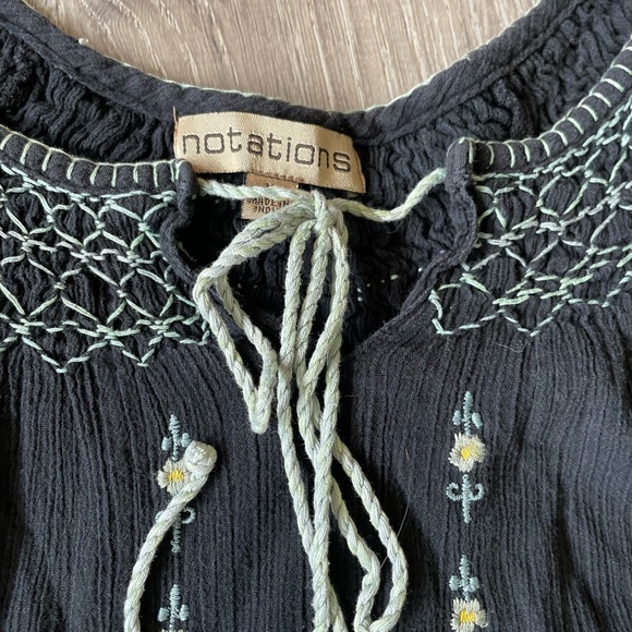 Notations Boho Navy Blue Womens Blouse Medium - Picture 3 of 4